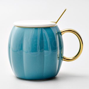 Кружка с крышкой и ложкой Бирюзовая Royal Classics