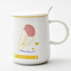 Кружка с крышкой и ложкой Thank you Royal Classics