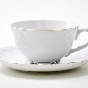 Чашка с блюдцем чайная Rococo с платиновой отводкой 1/2 Repast