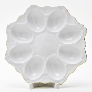 Поднос для яиц Белый узор Корона Круглый лоток на 8 яиц