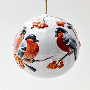 Елочная игрушка Шар большой рельефный Снегири