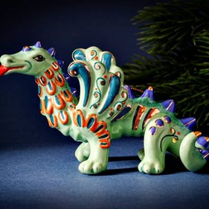 Елочная игрушка Дракон сказочный зеленый