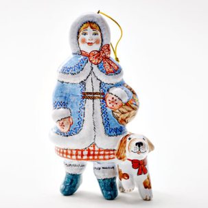 Елочная игрушка Девочка с собачкой 1