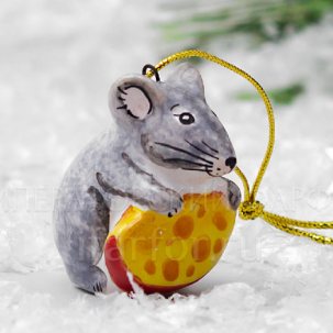 Елочная игрушка Мышка с сыром