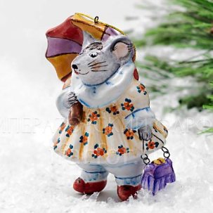 Елочная игрушка Мышь с зонтиком Мышь с зонтиком (оранжевый)