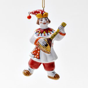 Елочная игрушка Петрушка с балалайкой