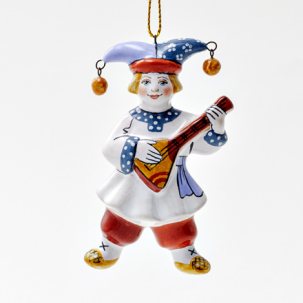 Елочная игрушка Скоморох с балалайкой Скоморох с балалайкой в белом кафтане