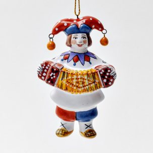 Елочная игрушка Скоморох с гармошкой
