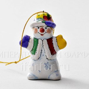 Елочная игрушка Снеговик в шляпе