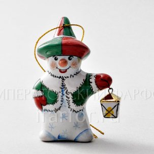 Елочная игрушка Снеговик с фонариком
