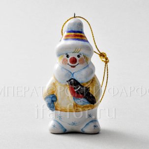 Елочная игрушка Снеговик со снегирем