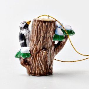 Елочная игрушка Дятел на бревне