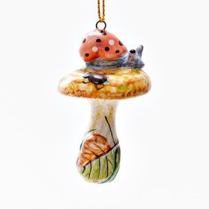 Елочная игрушка Грибы. Рыжик с улиткой 2