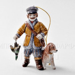Елочная игрушка Охотник с собакой