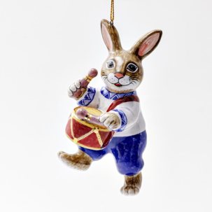 Елочная игрушка Заяц с барабаном