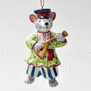 Елочная игрушка Мышь с балалайкой