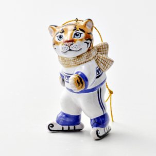 Елочная игрушка Тигренок на коньках
