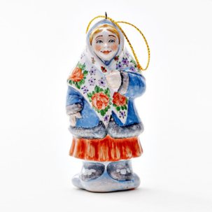 Елочная игрушка Серебряное копытце. Девочка Даренка 40 x 85 мм.