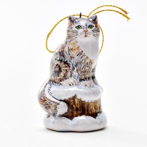 Елочная игрушка Серебряное копытце. Кошка Муренка 35 x 60 мм.