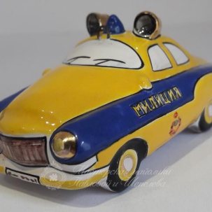 Елочная игрушка Милицейская машина 75 x 35 мм.