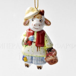 Елочная игрушка Бычок с корзинкой Рисунок 2