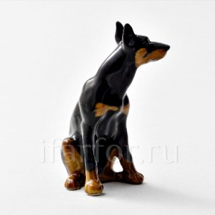 Скульптура Доберман черный