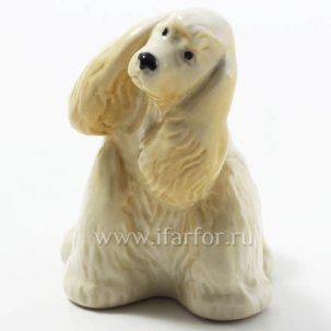 Скульптура Кокер сидящий палевый