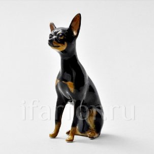 Скульптура Той-терьер сидящий черный