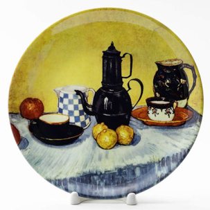 Декоративная тарелка Синий глянцевый кофейник