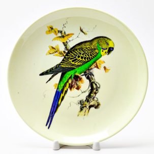 Декоративная тарелка Волнистый попугайчик с синим хвостом