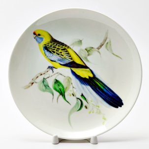 Декоративная тарелка Желто-синий попугай
