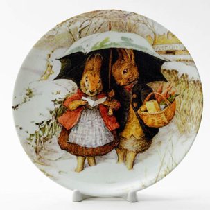 Декоративная тарелка Кролики под зонтом