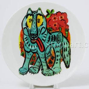 Декоративная тарелка Серый волк