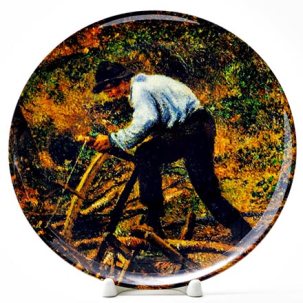 Декоративная тарелка Папаша Мелон за пилкой дров