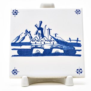 Изразец Голландский. Деревушка с мельницей