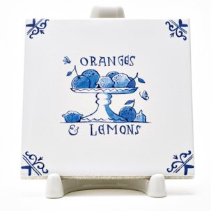 Изразец Голландский. Ваза с апельсинами и лимонами