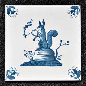 Изразец Голландский. Лиса с трубкой