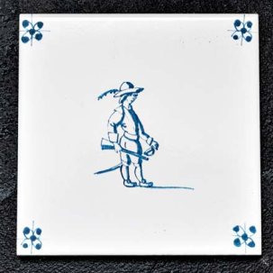 Изразец Голландский. Солдат с саблей и мушкетом