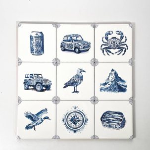 Набор изразцов Голландский. Голландские мотивы 137 9 предметов 97 x 97 мм.
