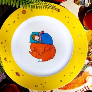 Тарелка плоская Маленький принц. Лимонный