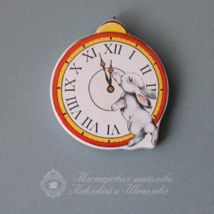 Елочная игрушка Новогодние часы 75 x 85 мм.