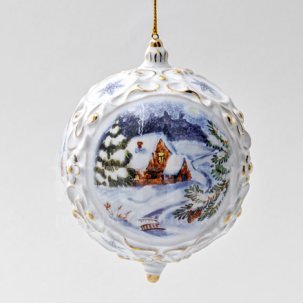 Елочная игрушка Шар средний Зима 90 x 120 мм.