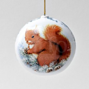 Елочная игрушка Шар средний гладкий Белочки