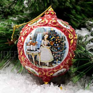 Елочная игрушка Шар малый цветной Щелкунчик (красный)