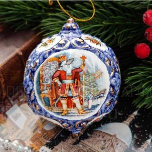 Елочная игрушка Шар малый цветной Щелкунчик (синий)