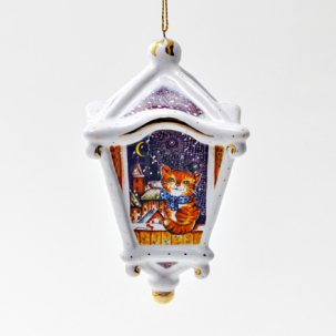 Елочная игрушка Фонарик классический Кошки