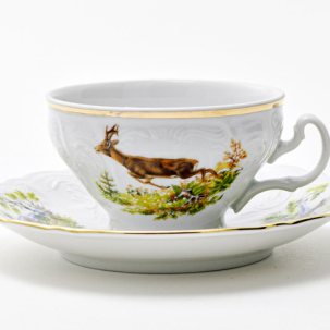 Чашка с блюдцем чайная Охотничьи сюжеты 1/2 Бернадотт