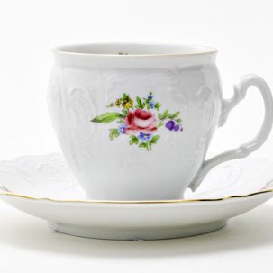 Чашка с блюдцем чайная Бернадотт Мейсенский букет 1/2 Бернадотт бочка