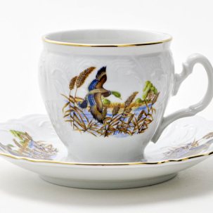 Чашка с блюдцем чайная Охотничьи сюжеты 1/2 Бернадотт бочка