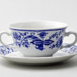Чашка с блюдцем бульонная Луковичный узор. Синий лук 1/2 Натали низкая
